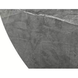 Rozkładany okrągły stół Angel II szary, efekt marmuru/czarny mat 120(160)x75