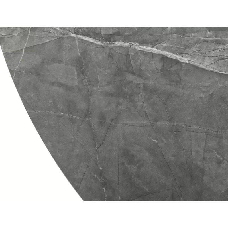 Rozkładany okrągły stół Angel II szary, efekt marmuru/czarny mat 120(160)x75