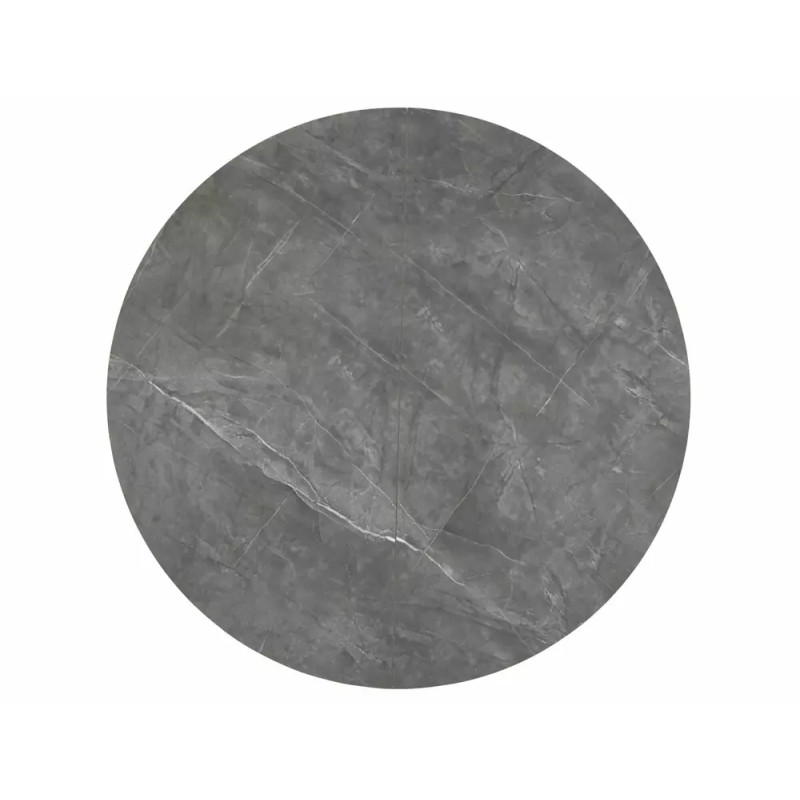 Rozkładany okrągły stół Angel II szary, efekt marmuru/czarny mat 120(160)x75