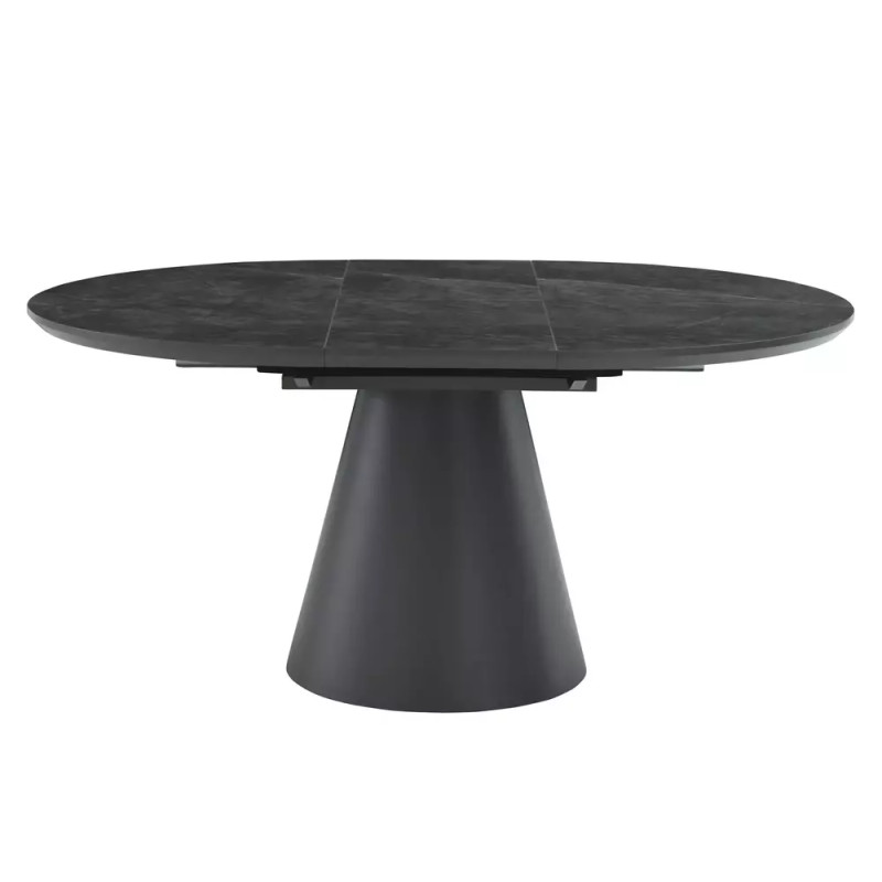 Rozkładany okrągły stół Angel II szary, efekt marmuru/czarny mat 120(160)x75