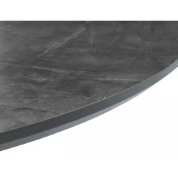 Rozkładany okrągły stół Angel II szary, efekt marmuru/czarny mat 120(160)x75