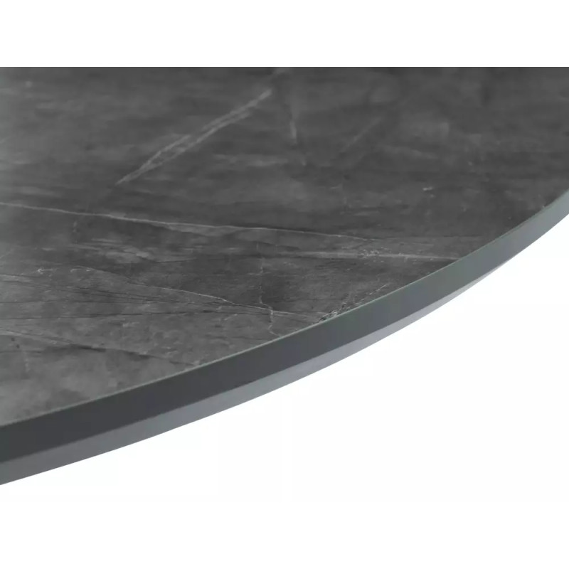 Rozkładany okrągły stół Angel II szary, efekt marmuru/czarny mat 120(160)x75
