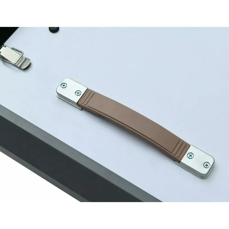 Rozkładany okrągły stół Angel II szary, efekt marmuru/czarny mat 120(160)x75