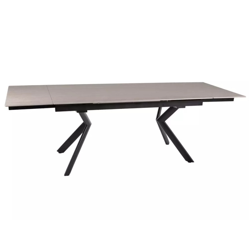 Rozkładany ceramiczny stół Norton travertine beż mat/czarny 160(240)x90