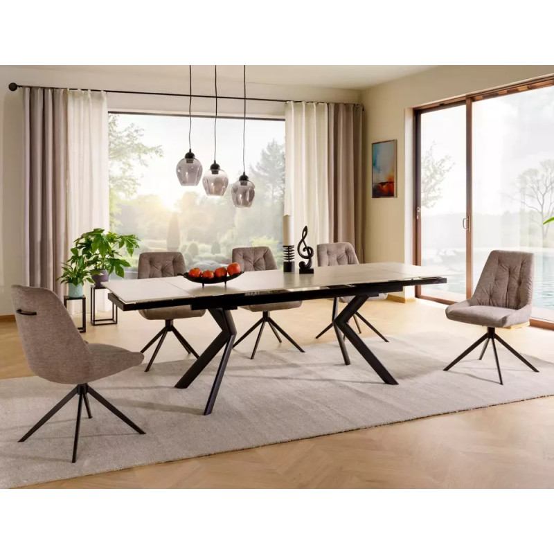 Rozkładany ceramiczny stół Norton travertine beż mat/czarny 160(240)x90