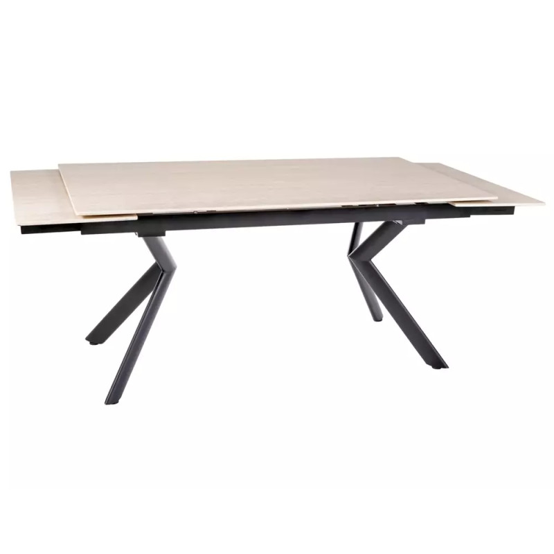 Rozkładany ceramiczny stół Norton travertine beż mat/czarny 160(240)x90