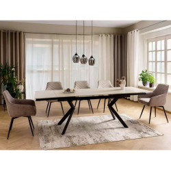 Rozkładany ceramiczny stół Norton travertine beż mat/czarny 160(240)x90