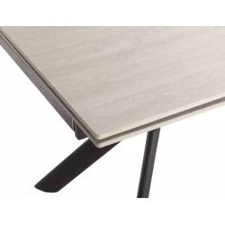 Rozkładany ceramiczny stół Norton travertine beż mat/czarny 160(240)x90