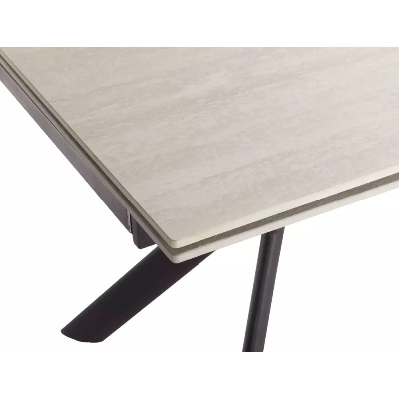 Rozkładany ceramiczny stół Norton travertine beż mat/czarny 160(240)x90