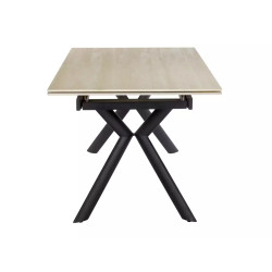 Rozkładany ceramiczny stół Norton travertine beż mat/czarny 160(240)x90