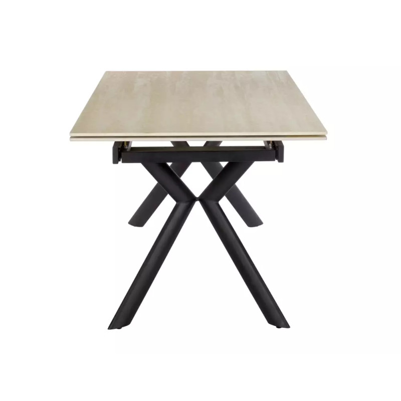Rozkładany ceramiczny stół Norton travertine beż mat/czarny 160(240)x90