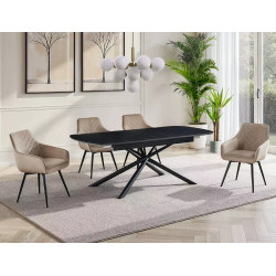 Rozkładany ceramiczny stół Vector czarny mat 180(220)x90