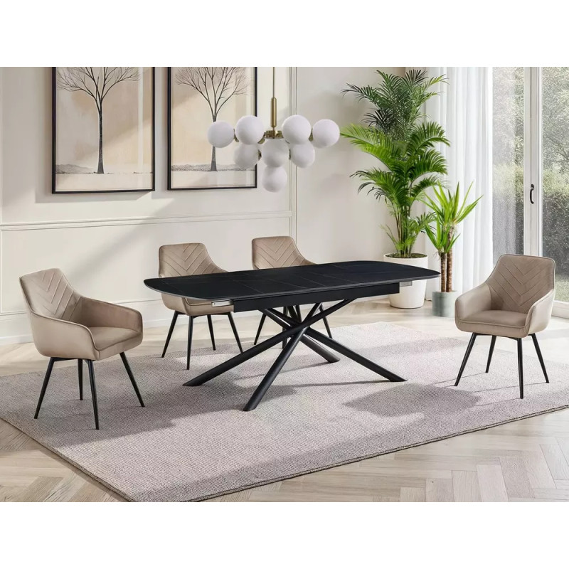 Rozkładany ceramiczny stół Vector czarny mat 180(220)x90