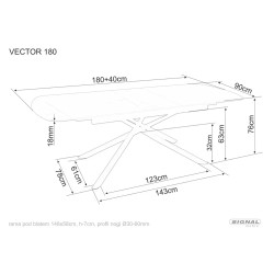 Rozkładany ceramiczny stół Vector czarny mat 180(220)x90