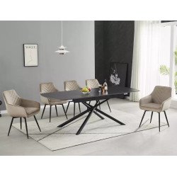 Rozkładany ceramiczny stół Vector czarny mat 180(220)x90