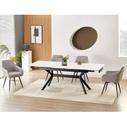 Rozkładany ceramiczny stół Imperia 180 biały mat/czarny mat 180(240)x90