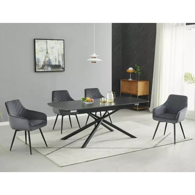 Rozkładany ceramiczny stół Vector czarny mat 160(200)x90