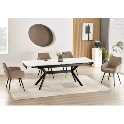 Rozkładany ceramiczny stół Imperia 160 biały mat/czarny mat 160(220)x90