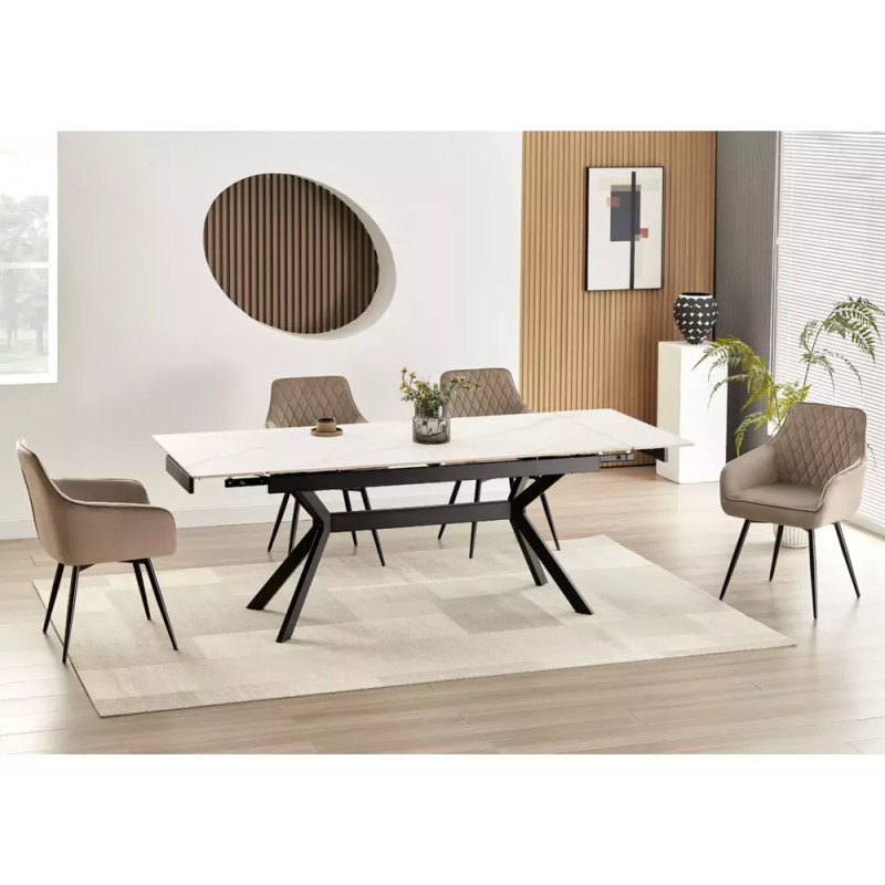 Rozkładany ceramiczny stół Imperia 160 biały mat/czarny mat 160(220)x90