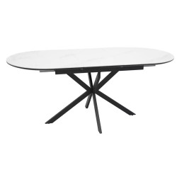 Ceramiczny stół rozkładany Gaston Ceramic 140 biały mat/czarny mat 140(180)x80
