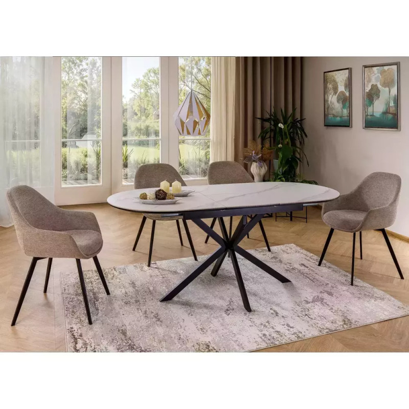 Ceramiczny stół rozkładany Gaston Ceramic 140 biały mat/czarny mat 140(180)x80