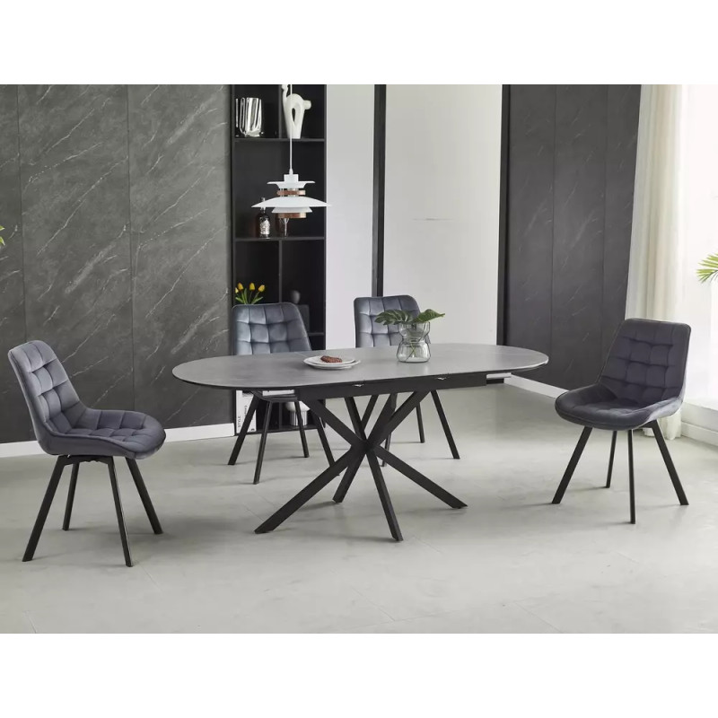 Ceramiczny stół rozkładany Gaston Ceramic 140 szary mat/czarny mat 140(180)x80