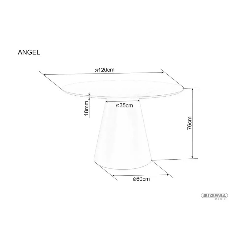 Okrągły stół Angel 120 dąb/czarny mat 120x75