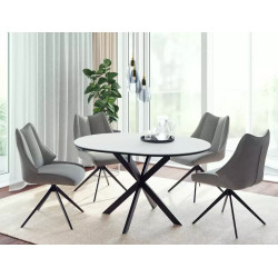 Ceramiczny stół rozkładany Gaston Ceramic 100 biały mat/czarny mat 100(135)x75