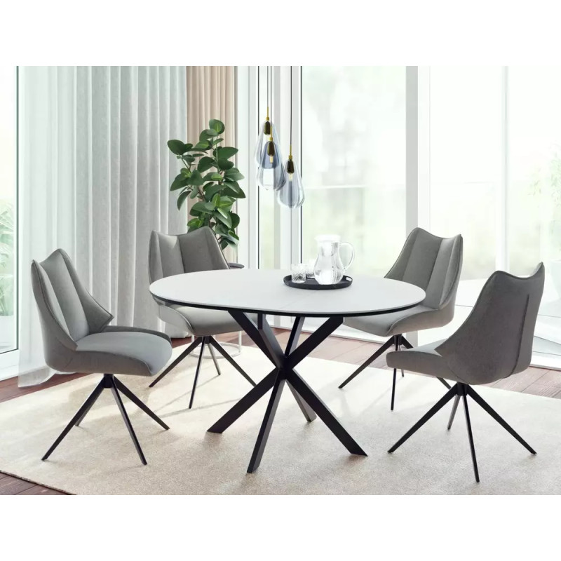 Ceramiczny stół rozkładany Gaston Ceramic 100 biały mat/czarny mat 100(135)x75