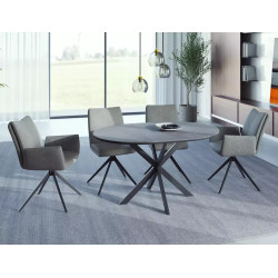 Ceramiczny stół rozkładany Gaston Ceramic 100 szary mat/czarny mat 100(135)x75