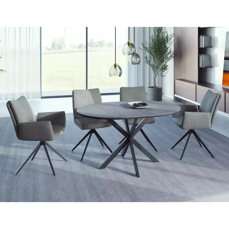 Ceramiczny stół rozkładany Gaston Ceramic 100 szary mat/czarny mat 100(135)x75