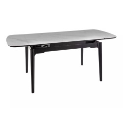 Rozkładany ceramiczny stół Sento biały połysk/czarny mat 120/80(180)x75