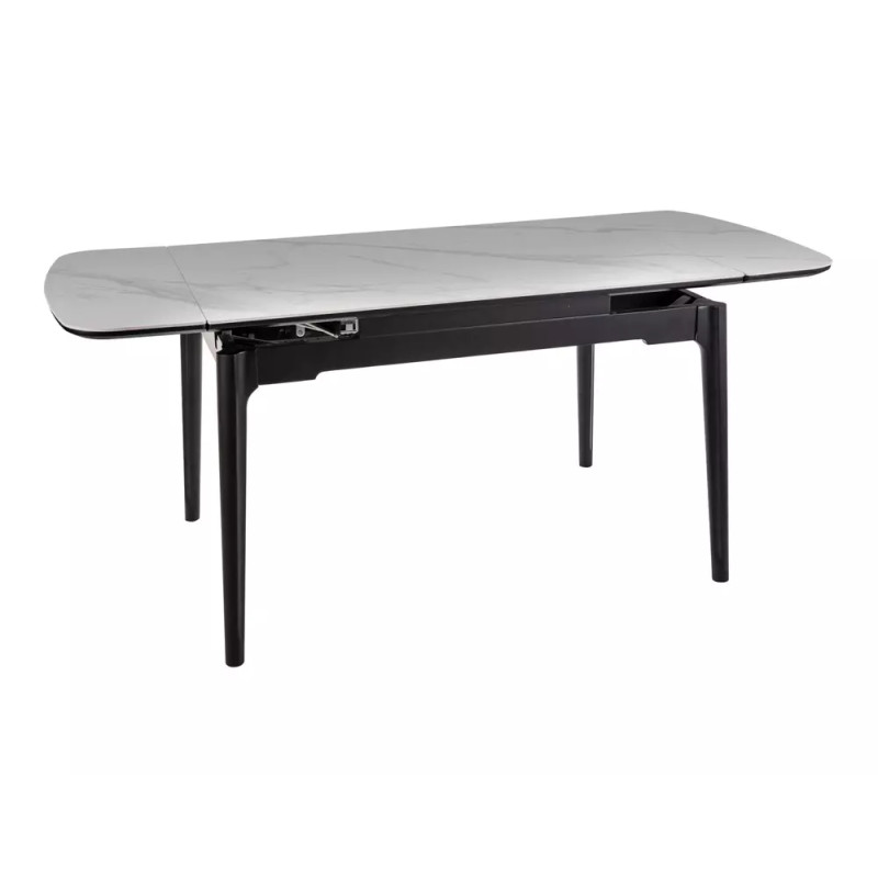 Rozkładany ceramiczny stół Sento biały połysk/czarny mat 120/80(180)x75