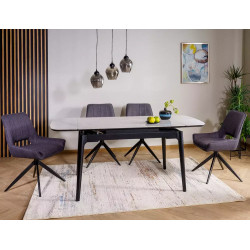 Rozkładany ceramiczny stół Sento biały połysk/czarny mat 120/80(180)x75