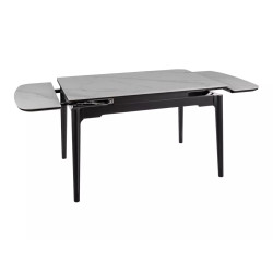 Rozkładany ceramiczny stół Sento biały połysk/czarny mat 120/80(180)x75