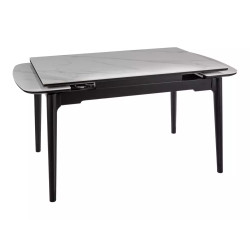 Rozkładany ceramiczny stół Sento biały połysk/czarny mat 120/80(180)x75