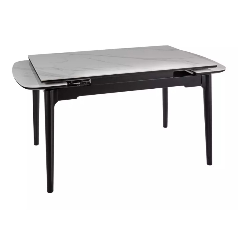 Rozkładany ceramiczny stół Sento biały połysk/czarny mat 120/80(180)x75