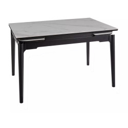 Rozkładany ceramiczny stół Sento biały połysk/czarny mat 120/80(180)x75