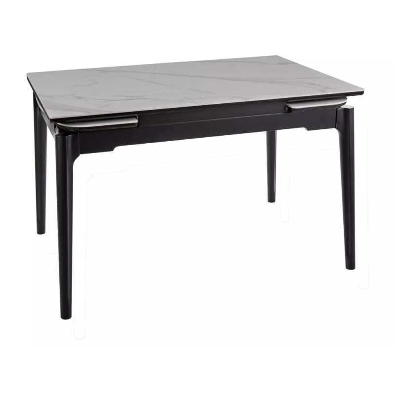 Rozkładany ceramiczny stół Sento biały połysk/czarny mat 120/80(180)x75