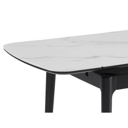 Rozkładany ceramiczny stół Sento biały połysk/czarny mat 120/80(180)x75