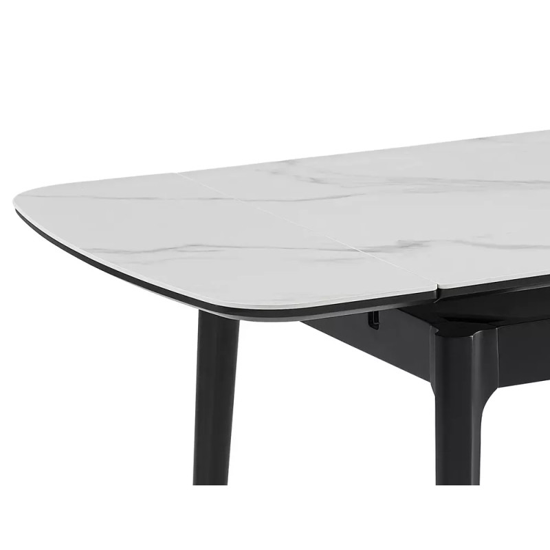 Rozkładany ceramiczny stół Sento biały połysk/czarny mat 120/80(180)x75