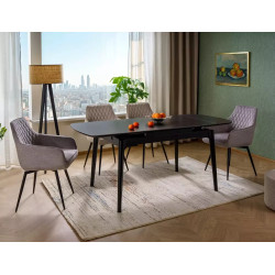 Rozkładany ceramiczny stół Sento czarny mat 120/80(180)x75