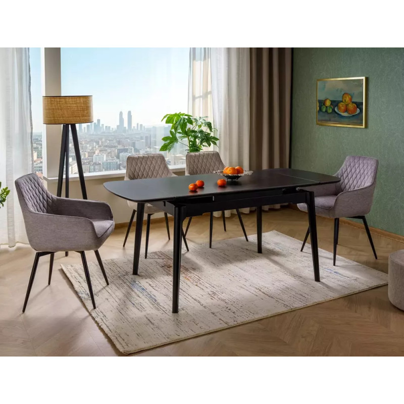 Rozkładany ceramiczny stół Sento czarny mat 120/80(180)x75