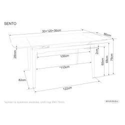 Rozkładany ceramiczny stół Sento czarny mat 120/80(180)x75