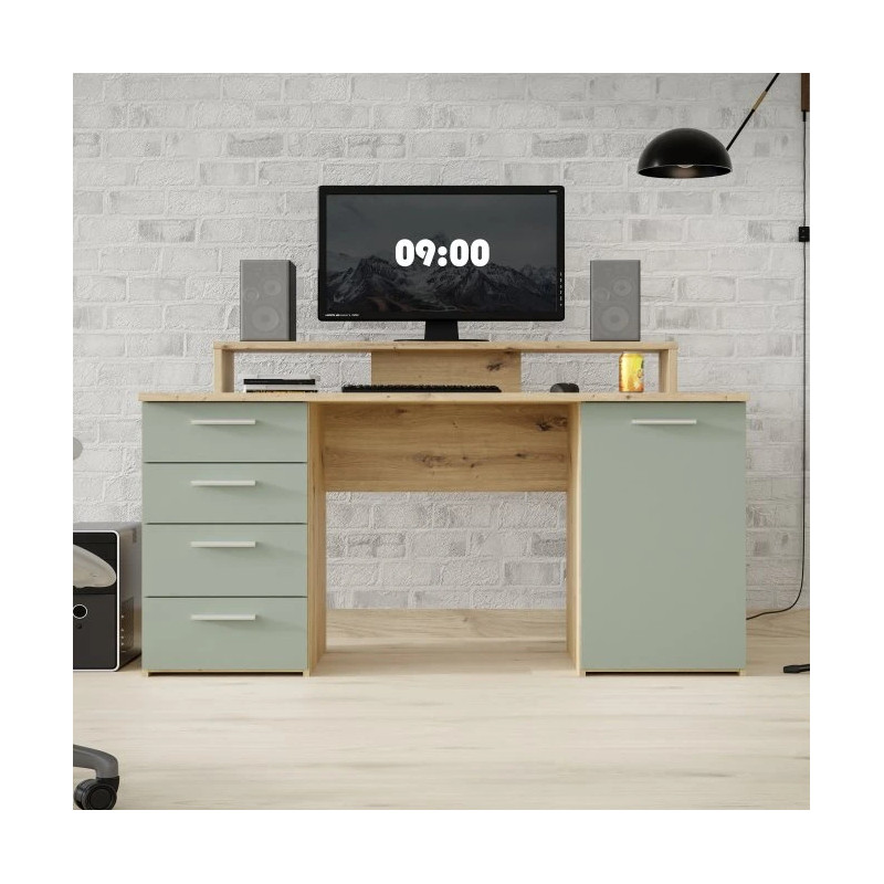 Biurko NET106 Dąb Artisan/Szałwia — Sklep z meblami Domowanie