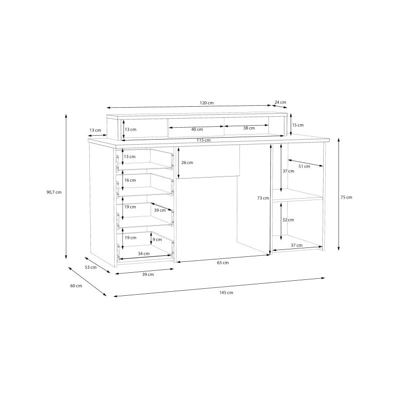 Biurko do nauki i pracy NET106 145 cm — szybka wysyłka Domowanie