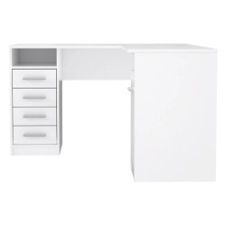 Funkcjonalne biurko narożne białe do biura i pokoju młodzieżowego