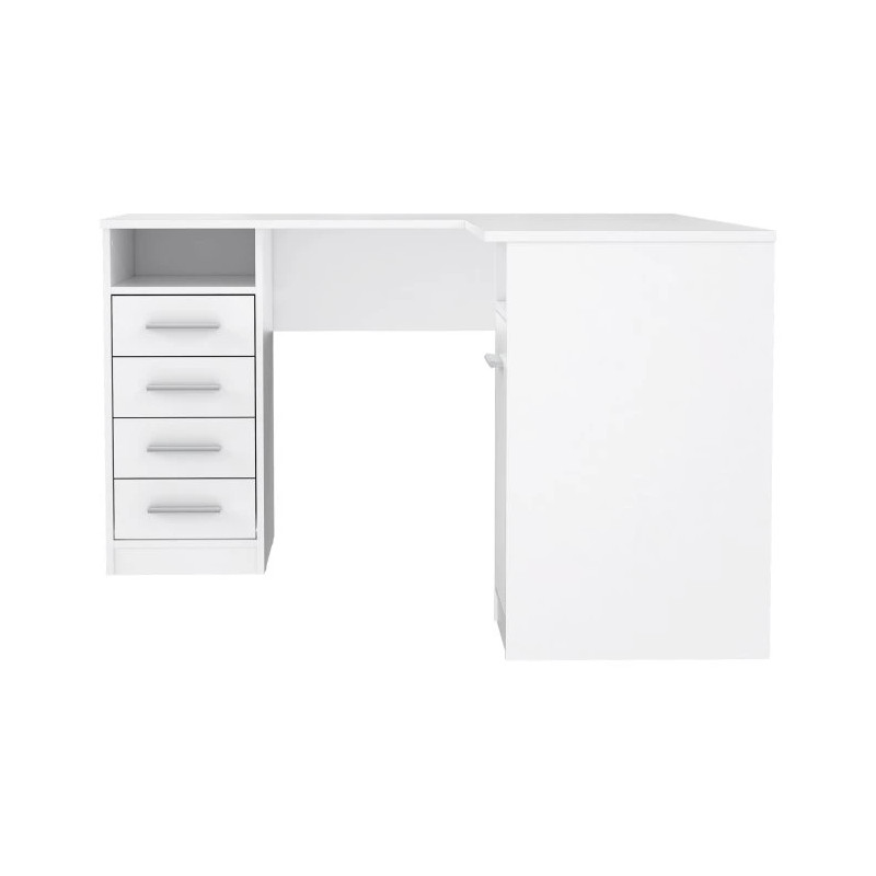 Funkcjonalne biurko narożne białe do biura i pokoju młodzieżowego