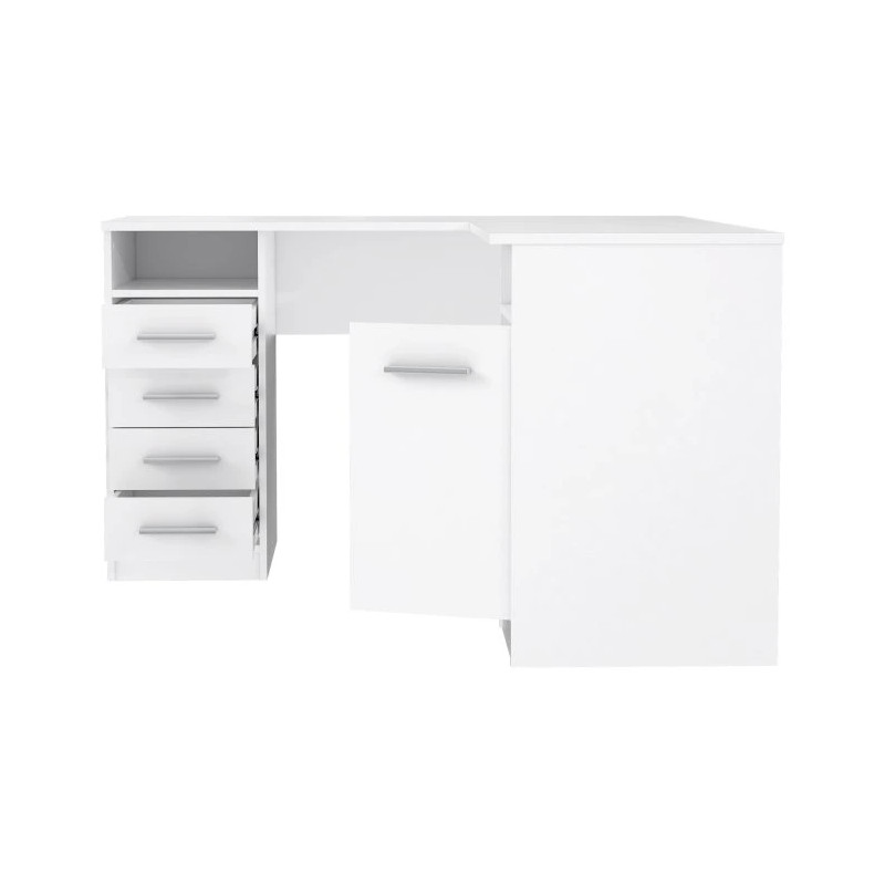 Funkcjonalne biurko narożne białe do biura i pokoju młodzieżowego