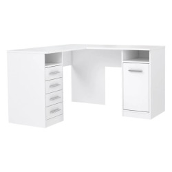 Funkcjonalne biurko narożne białe do biura i pokoju młodzieżowego